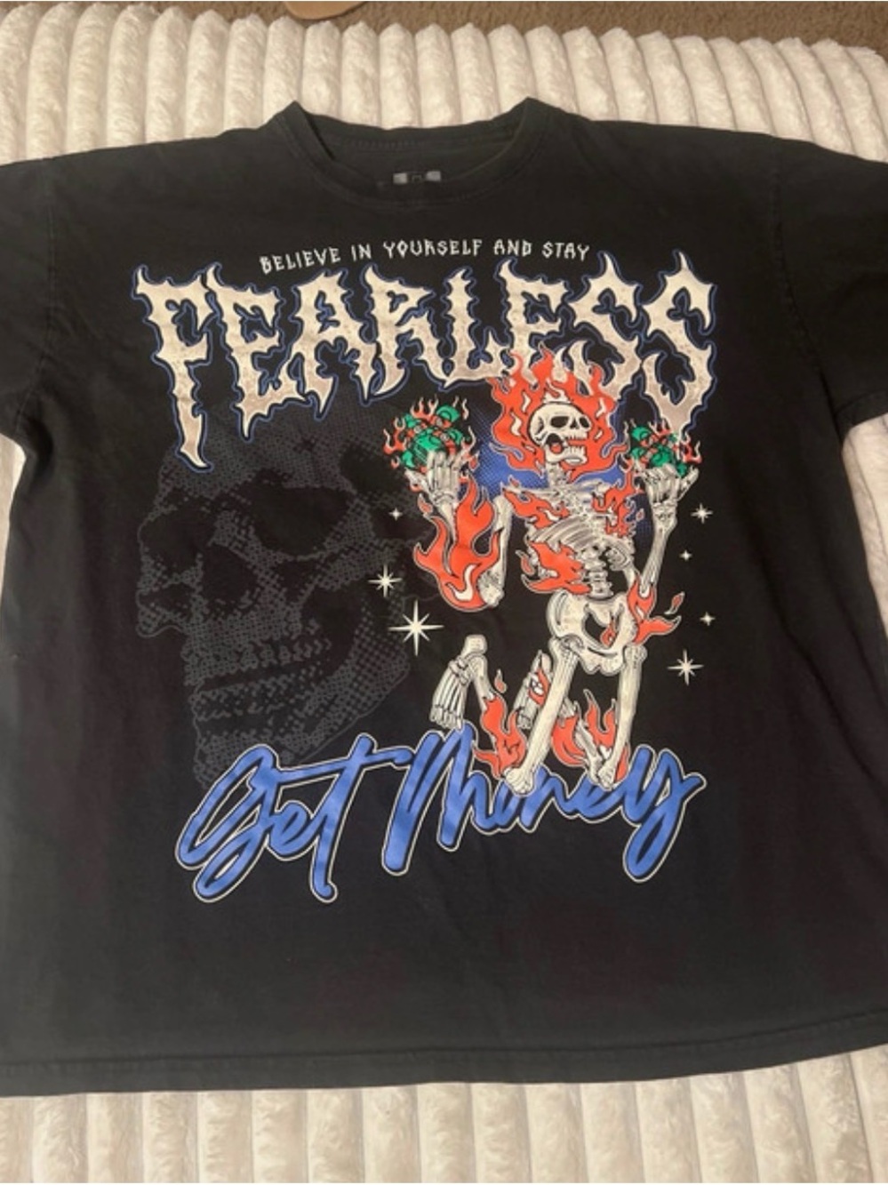 Fearless "Get Money" Graphic Skull Tee - Black by LEGEND sz XL